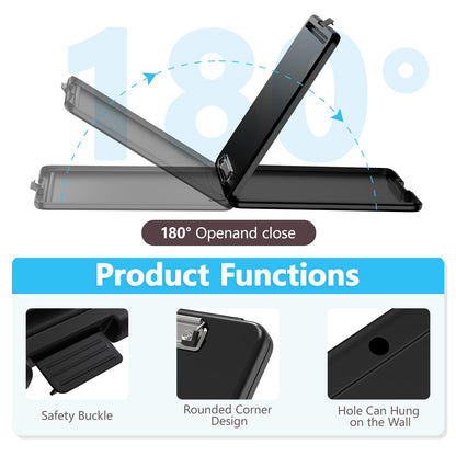 Clipboard with Storage, 8.5 x 11 Storage Clip Board with Low Profile Clip, Heavy Duty Nursing Foldable, Suitable for Classroom, Teacher, Coaches, Office School Supply(Black)