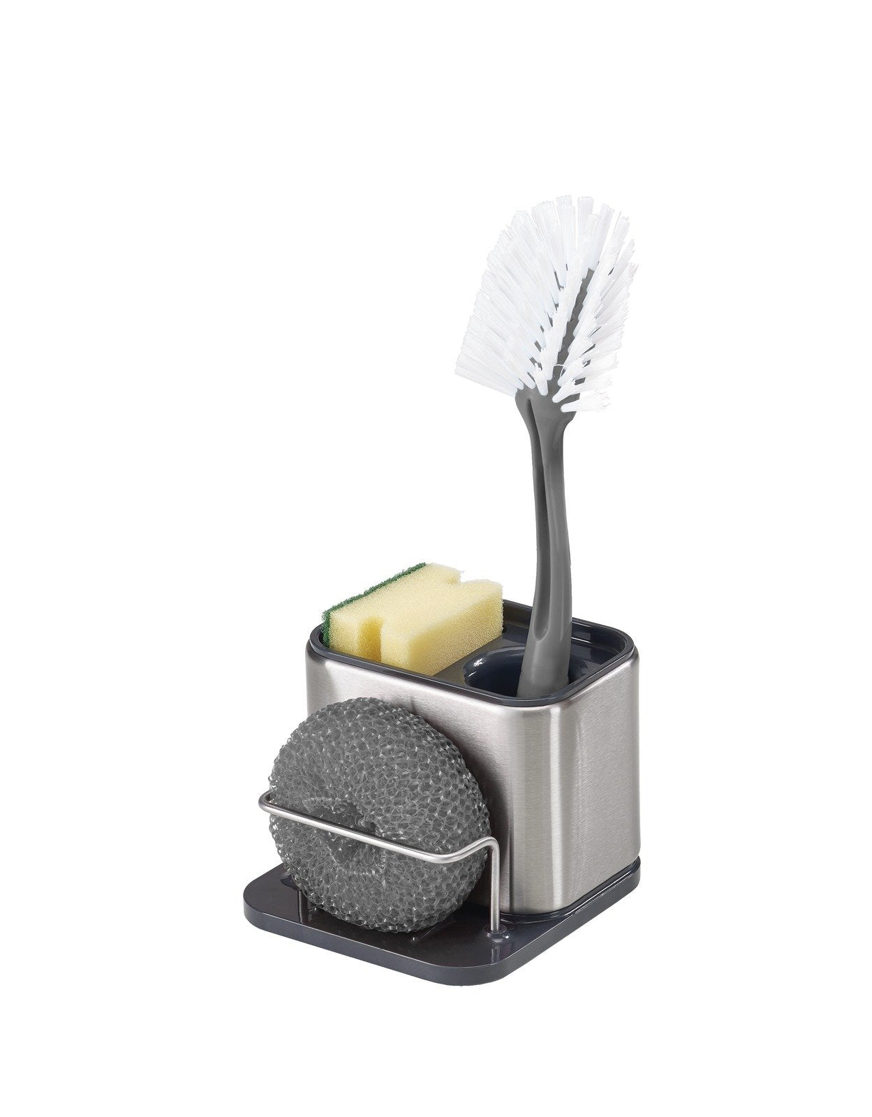 Joseph Joseph Surface Sink Caddy Stainless Steel Sponge Holder Organizer Tidy Drains Water for Kitchen, Small, Silver