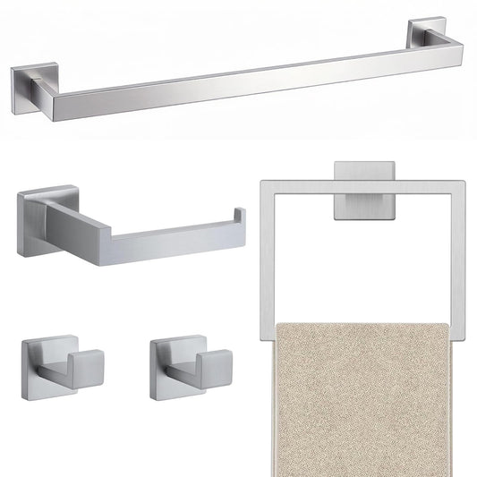 JOPOFI 5 Piece Towel Bar Set - 23.6 Inch Bath Towel Holder - Brushed Nickel