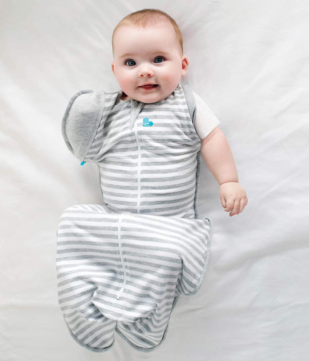 Love To Dream Swaddle Up Transition Bag, Medium 6-8.5 kg, Grey, Snug Fit, Zip-Off Wings, 1.0 Tog Suitable for Moderate Temperature (20-24°C), Machine Washable & Double Zip for Easy Nappy Change