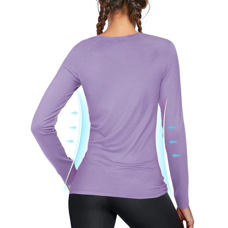 isnowood Swim Shirts for Women, UPF 50+ UV Sun Protection Long Sleeve Shirt, Lightweight Quick Dry Workout Hiking Running Rash Guard Top Purple