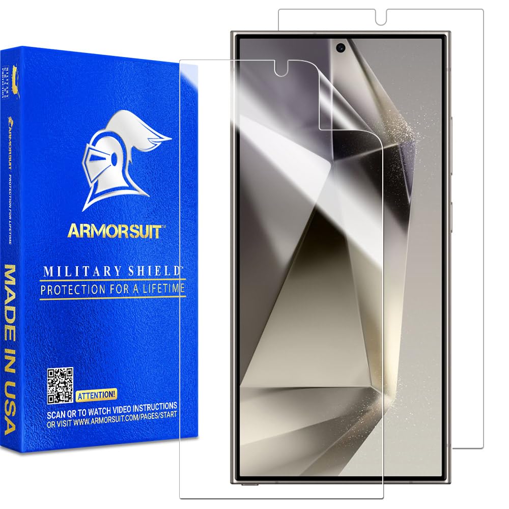 ArmorSuit 2 Pack for Samsung Galaxy S24 Ultra Screen Protector (6.8") Case Friendly MilitaryShield HD Clear Film - Made in USA