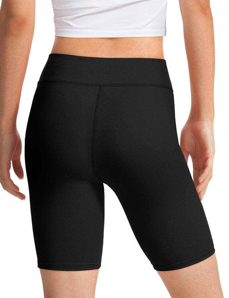 JOCMIC Girls Athletic Bike Shorts High Waist Yoga Dance Gym Spandex Short for Kids Youth Black 9-10 Years