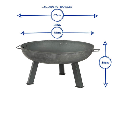Harbour Housewares 75cm Cast Iron Fire Pit - Outdoor Garden Fire Bowl Frazier Garden Patio Heater Stove for Wood Logs, Charcoal Burning, BBQ, Camping Firepit