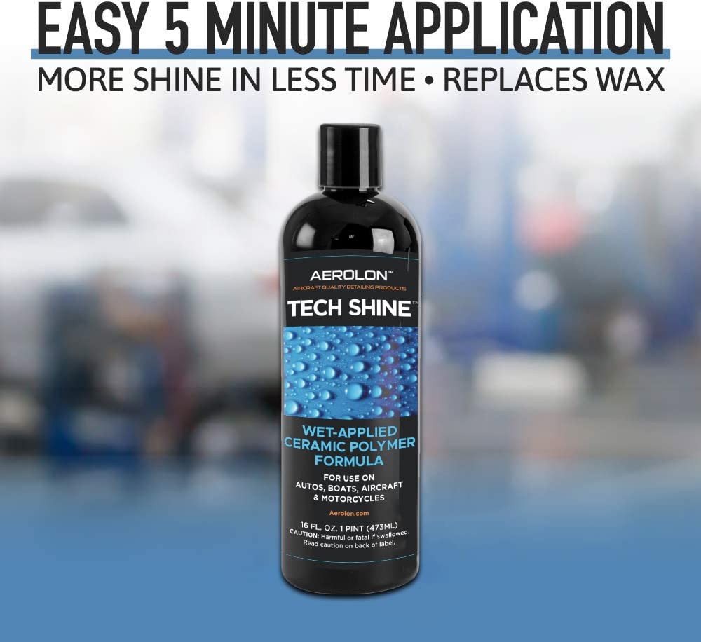 Aerolon Tech Shine: Ceramic Coating for Cars, Car Wax, Car Polish, Ceramic Polymer Coating, Hydrophobic Top Coat Polish and Sealer, Auto Detailing - One Gallon with Applicator Pad