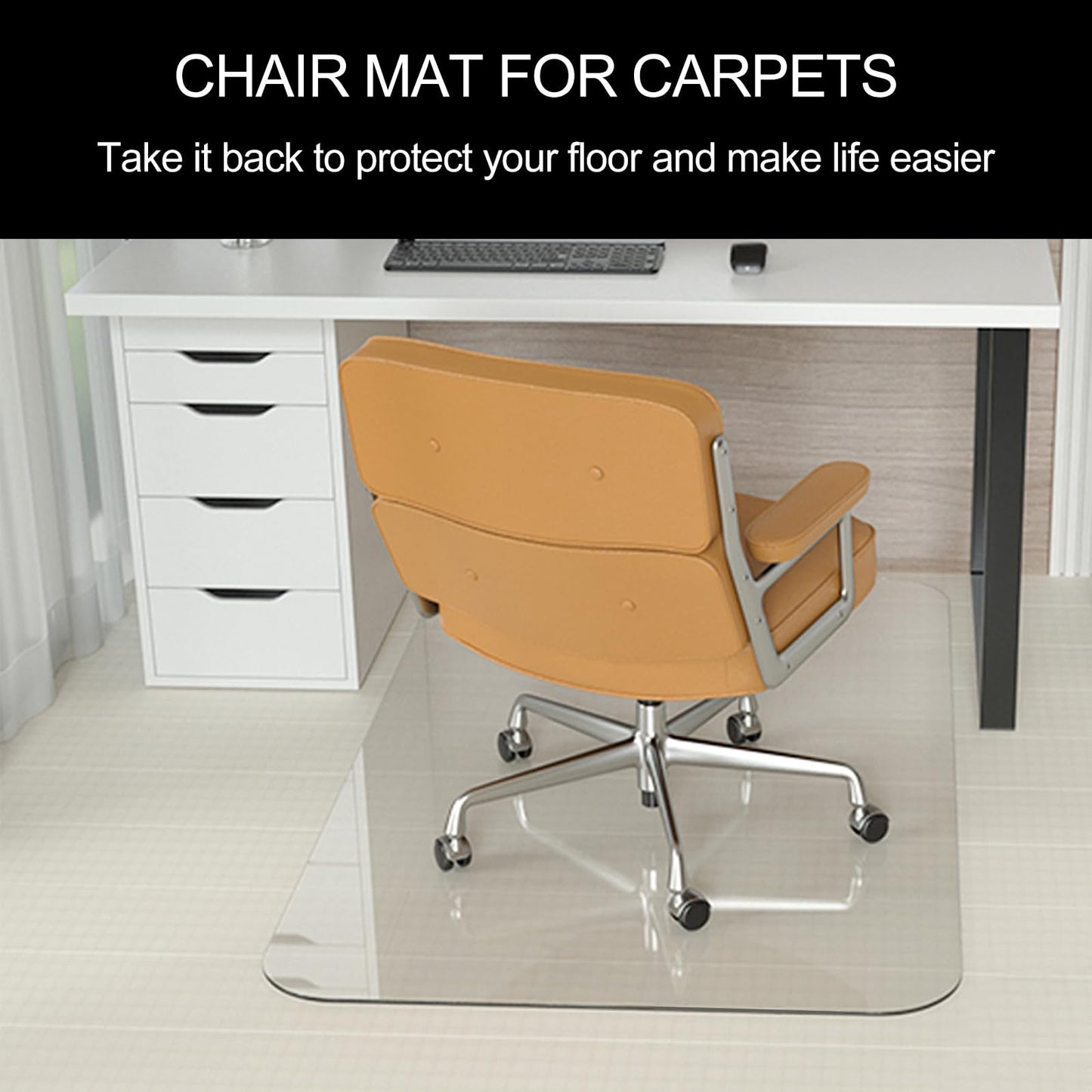 KAISLE Office Chair Mat for Carpet, 32x48 Clear Heavy Duty Plastic Rolling Chair Mat, Under Computer Desk Floor Mat Protector for Carpeted Floors, Can be Used on Carpet or Hard Floor