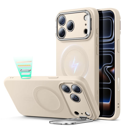ESR Silicone Case for iPhone 17, Built-in Camera Stash Stand Compatible with MagSafe, Military-Grade Drop Protection Magnetic Phone Case for iPhone 17, Cloud Series, Rosy Pink