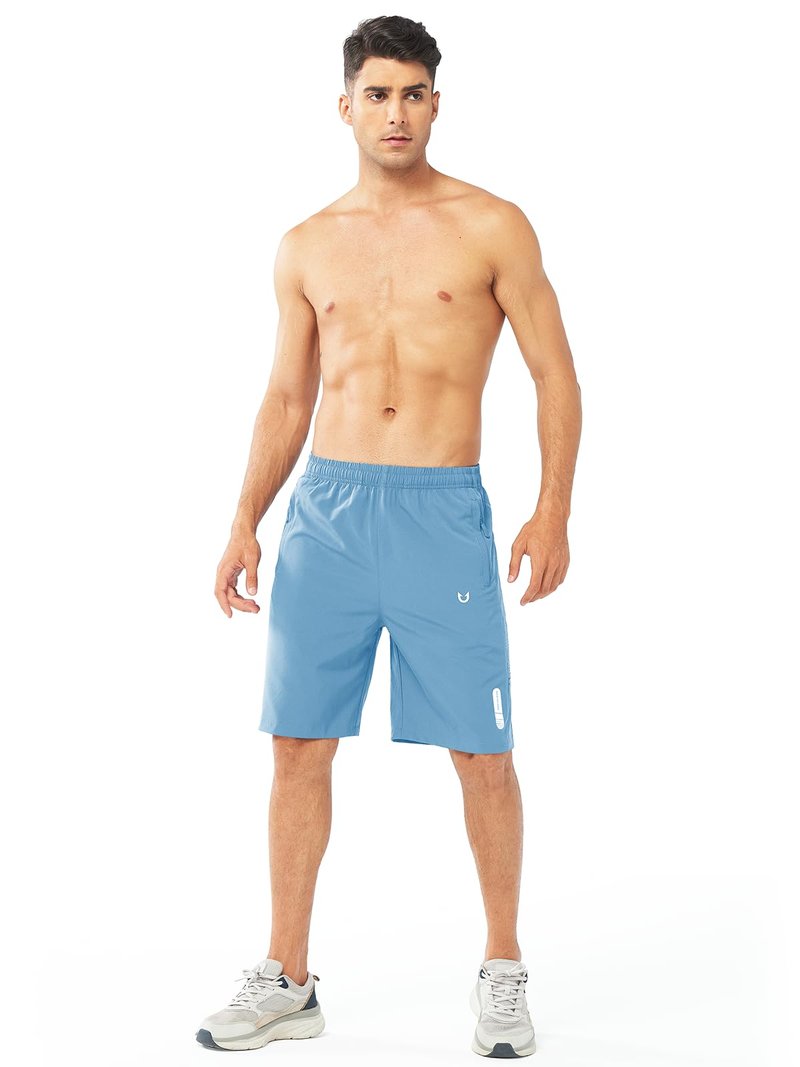 NORTHYARD Men's Athletic Running Shorts Gym Workout 7"/9"/5" Quick Dry Lightweight Sports Basketball Tennis 3 Zipper Pockets SKYBLUE-9inch XL