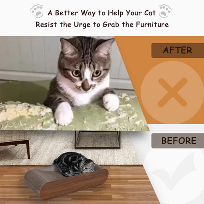 Cat Scratcher, Cardboard Lounge Bed, Bone Shape Design, Recyclable Corrugated Scratching Pad, Stable and Durable, Furniture Protector, Reversible, Brown
