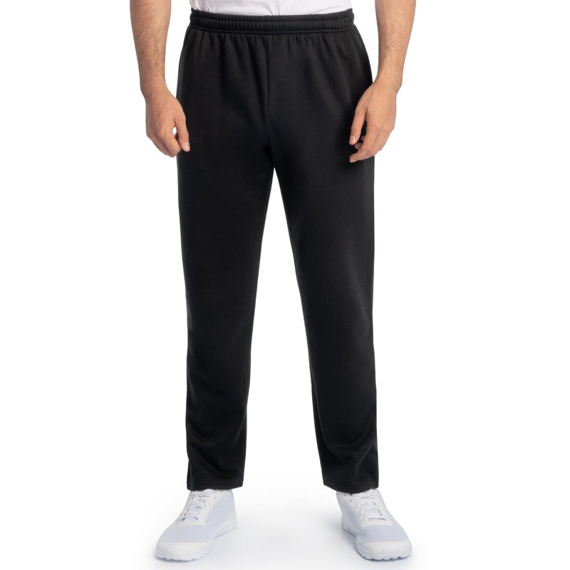 Fruit of The Loom Men's Eversoft Fleece Open Bottom Sweatpants with Pockets, Relaxed Fit, Moisture Wicking, Breathable, Black, Large