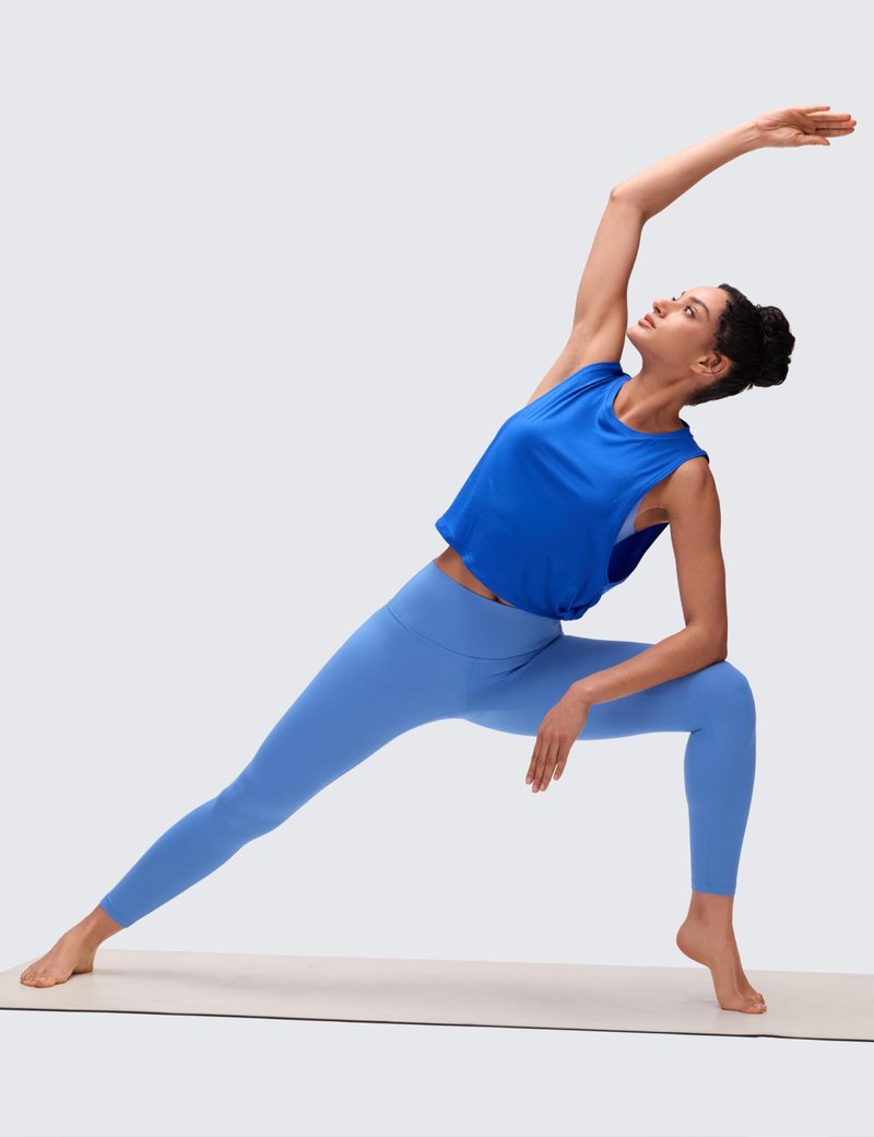 CRZ YOGA Pima Cotton Large Armhole Tank Tops for Women - Workout Sport Athletic Yoga Running Gym Loose Crop Sleeveless Shirts Strong Blue Small