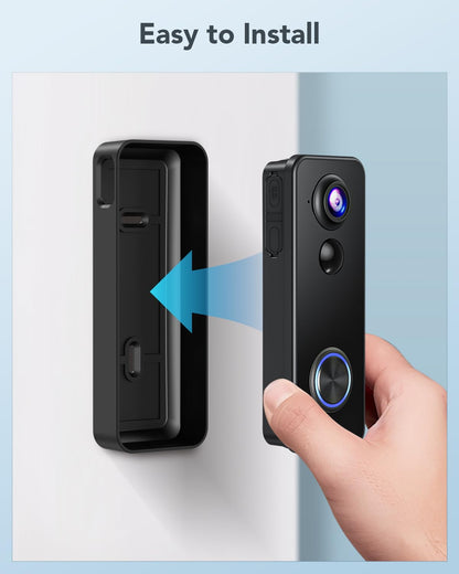 XTU Wireless Video Doorbell Camera, 180° Head-to-Toe Video, Live View with Two-Way Talk, 2.4G Wi-Fi Doorbell Camera with Chime, Local/Cloud Storage, Human Detection, Works with Alexa & Google Home