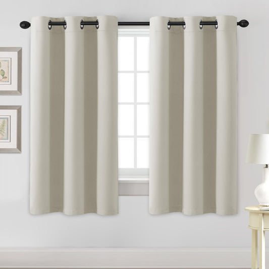 H.VERSAILTEX Blackout Curtains for Bedroom Thermal Insulated Room Darkening Living Room Curtains 63 Inch Long Grommet Privacy Protection Window Curtain Panels/Drapes for Nursery,2 Panels,Ivory/Cream