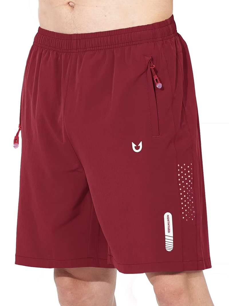 NORTHYARD Men's Athletic Running Shorts Gym Workout 7"/9"/5" Quick Dry Lightweight Sports Basketball Tennis 3 Zipper Pockets WineRed S
