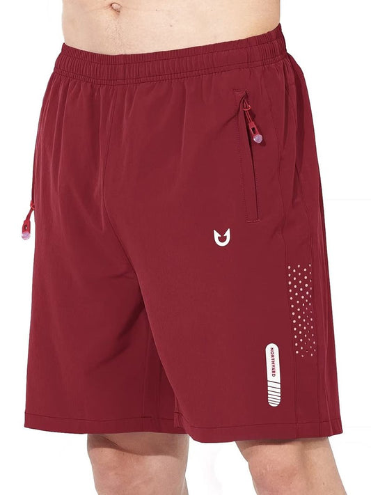 NORTHYARD Men's Athletic Running Shorts Gym Workout 7"/9"/5" Quick Dry Lightweight Sports Basketball Tennis 3 Zipper Pockets WineRed S