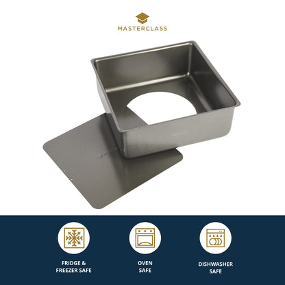 MasterClass Baking Tray, Cake Tin Loose Bottom Pan with PTFE, PFOA and BPA Free Non Stick, Deep Cake Tin, Carbon Steel, Square, 2cm (8")