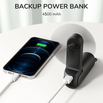 JISULIFE Handheld Fan with 4500 mAh Powerbank Max 37 Hours Runtime, Pocket Portable Battery Operated or USB Powered Folding Personal Fan, 3 Speeds, Gifts for Women Men Kids Gift for Festival-Black