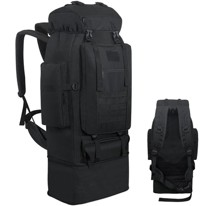 Ogetok 100L Hiking Backpack Camping Rucksack, 100 liters Large Capacity Outdoor Knapsack Travel Climbing Mountaineering Carry On Backpack Bag, Trekking Backpacking for Men Women, Black