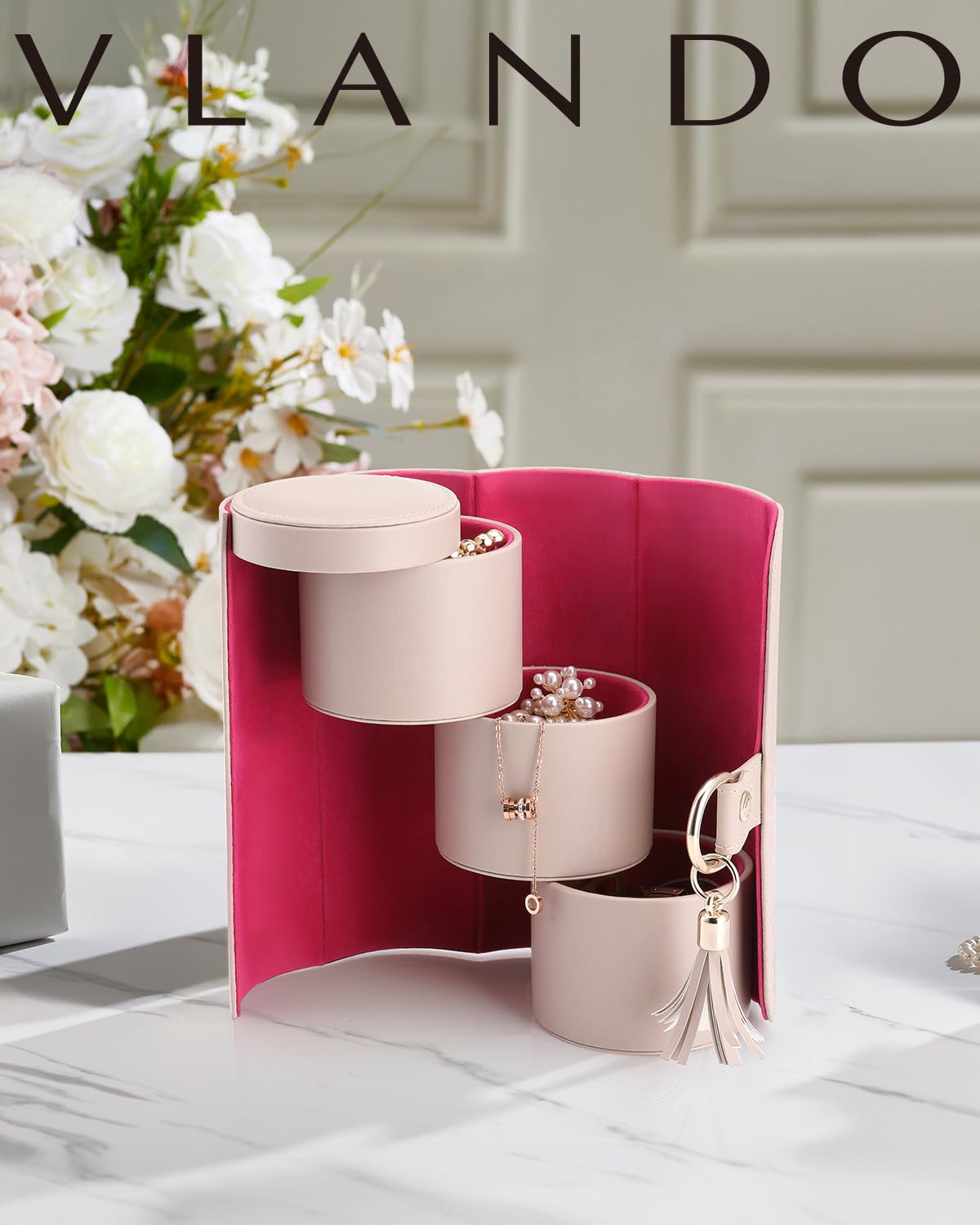 Vlando Viaggio Valentines Day Gifts for Her - Small Jewelry Case Box - Travel Essential Accessories for Women, Travelers, Couples, Mom, Friends, Bridesmaid