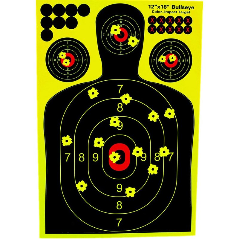 AimsoAces12x18 Inch Silhouette Splatter Targets - Multi-Color Reactive Paper for High-Visibility Shooting Practice (10)