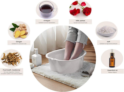 AXLOFO® Foot Soaking Bath Basin, Large Plastic Foot Soaking Tub, Foot Massage Foot Bath Bucket, Great for Getting the Dead/Old Skin Off Your Feet (whitebasin)