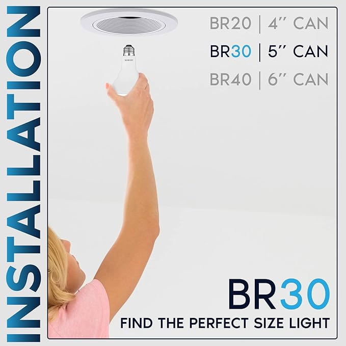 LUXRITE 12-Pack BR30 LED Bulb, 65W Equivalent, 5000K Bright White, Dimmable, 650 Lumens, LED Flood Light Bulbs, 8.5W, Energy Star, E26 Medium Base, Damp Rated, Indoor/Outdoor, Living Room and Kitchen