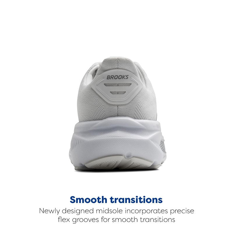 Brooks Women’s Ghost 17 Neutral Running Shoe - White/White/Grey - 13 Medium