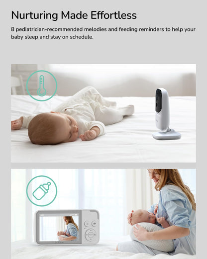 Dr.Care NeoView Video Baby Monitor -3.5” Screen, 2-Way Audio, Video Loop Recording, Night Vision, Real-Time/VOX Monitoring, Temperature Sensor, Lullabies, No Wi-Fi (Supports Up to 128GB)