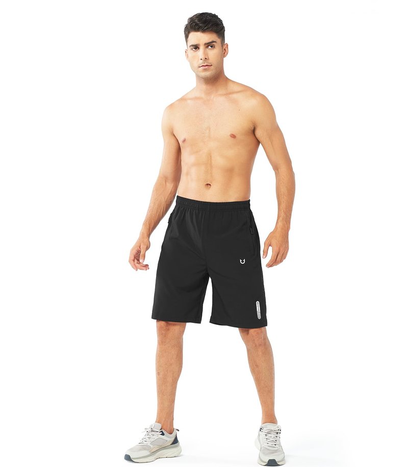 NORTHYARD Men's Athletic Running Shorts Gym Workout 7"/9"/5" Quick Dry Lightweight Sports Basketball Tennis 3 Zipper Pockets Black-9inch XL