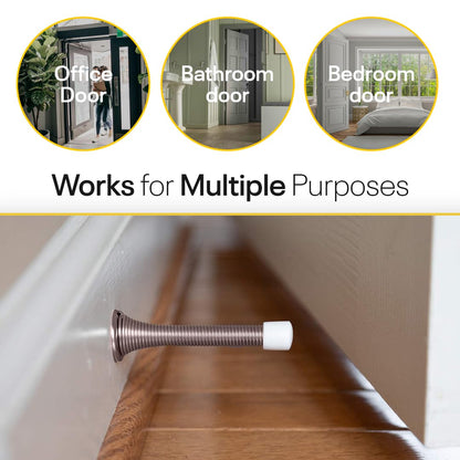 Door Stoppers for Wall – Spring Door Stopper with Rubber Tip – 3-1/4" – Pack of 4 – Doorstop – Ideal for Home, Offices, Schools