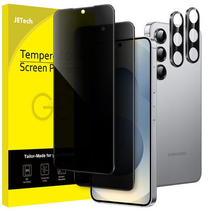 JETech Privacy Screen Protector for Samsung Galaxy S23 5G 6.1-Inch with Camera Lens Protector, Anti-Spy Tempered Glass Film, Fingerprint ID Compatible, 2-Pack Each