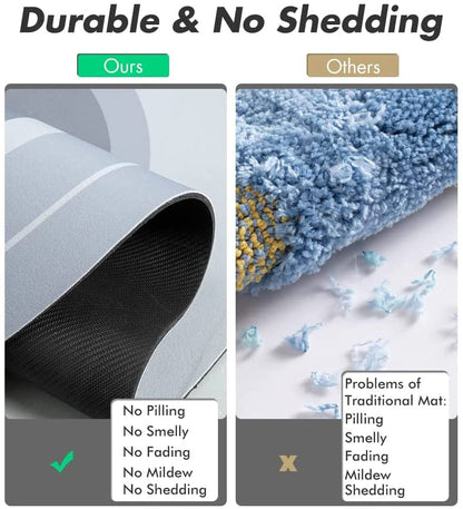 Bingobang Absorbent Bath Mat Non Slip Anti Mould 60 x 40 cm, Diatom Mud Bathroom Shower Floor Mat, Quick-Dry 4 Layer Thickened Rug for Bedroom, Kitchen, Toilet, Door