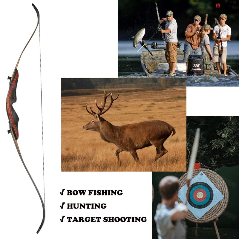 ZSHJGJR 62 Inch Takedown Recurve Bow and Arrow Set American Hunting Bow for Adults & Youth Beginner Traditional Wooden Bow Longbow 20-50lbs Right Handed for Archery Outdoor Hunting Shooting(30lbs)