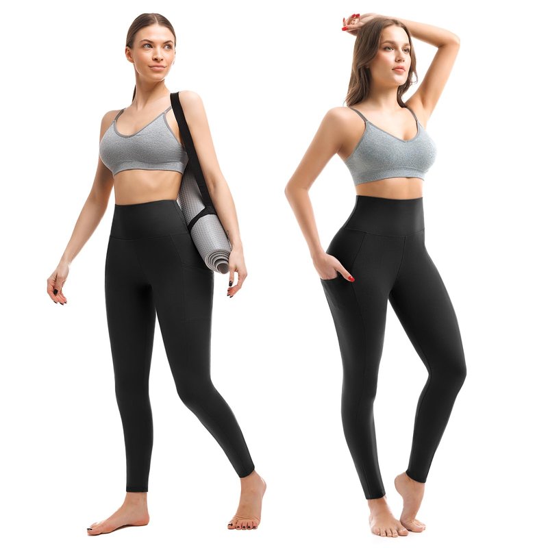 Walifrey Leggings with Pockets for Women 3 Pack, High Waist Womens Leggings (Black LXL)