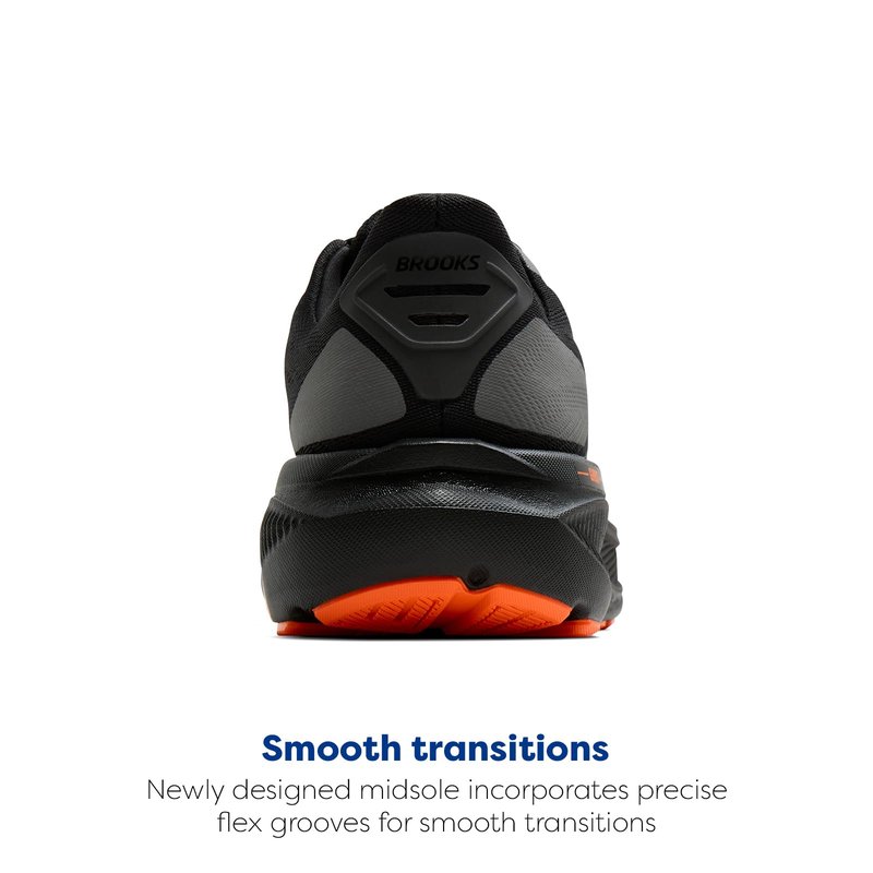 Brooks Men’s Ghost 17 Neutral Running Shoe - Black/Orange - 7 Medium