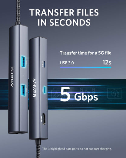Anker USB C Hub, PowerExpand 6-in-1 PD Ethernet Hub with 65W Power Delivery, 4K HDMI, 1Gbps Ethernet, USB-C Data Port, 2 USB 3.0 Data Ports, for MacBook Pro, MacBook Air, iPad Pro, XPS, and More