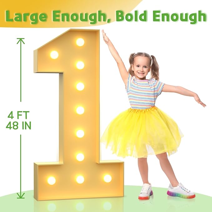 Marquee Numbers 4 Feet Tall Large Light Up Numbers 60th Birthday Decorations Women Men Big Yellow Light Outdoor Anniversary Decorations Balloon Arch Kit Party Backdrop 60