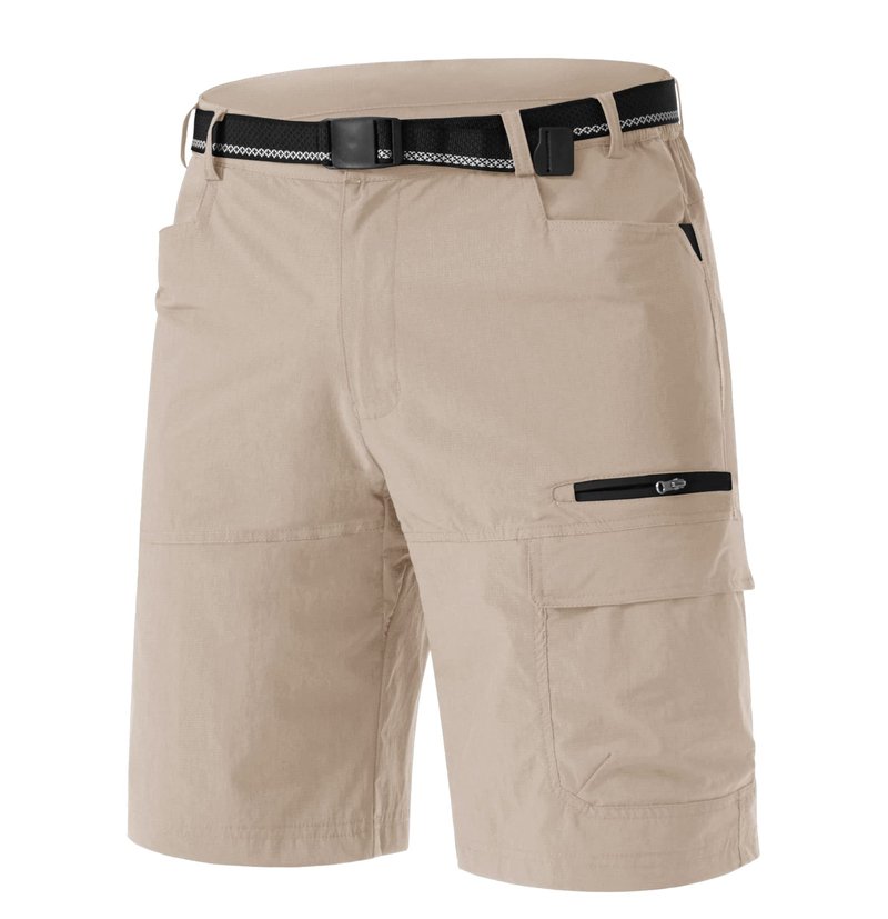 TACVASEN Mens Casual Shorts 10" Hiking Travel Shorts Lightweight Quick Dry Summer Golf Dress Fishing Travel Zipper Pockets Light Khaki 36