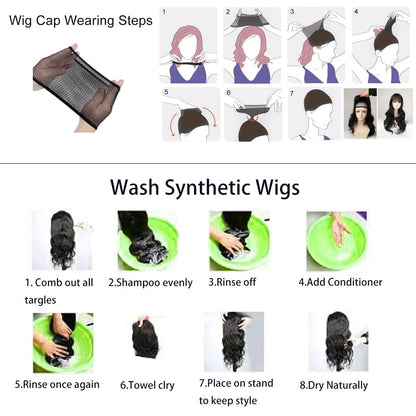 Akstore 28 inch Fashion Wigs Long Wavy Curly Hair Cosplay Wig & Wig Cap (Black)