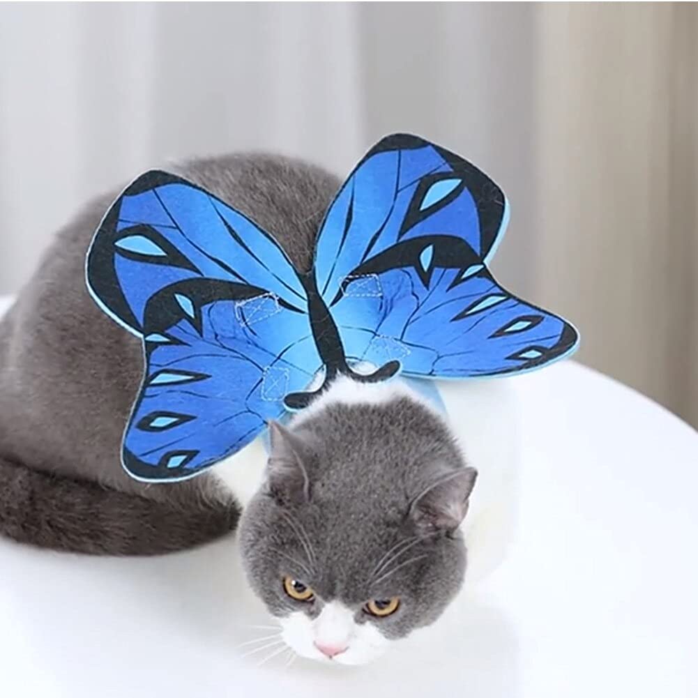Cat Dog Butterfly Costume Wings for Halloween Party Decoration, Halloween Dog Cat Costume, Puppy Cat Dress Up Accessories (Blue)