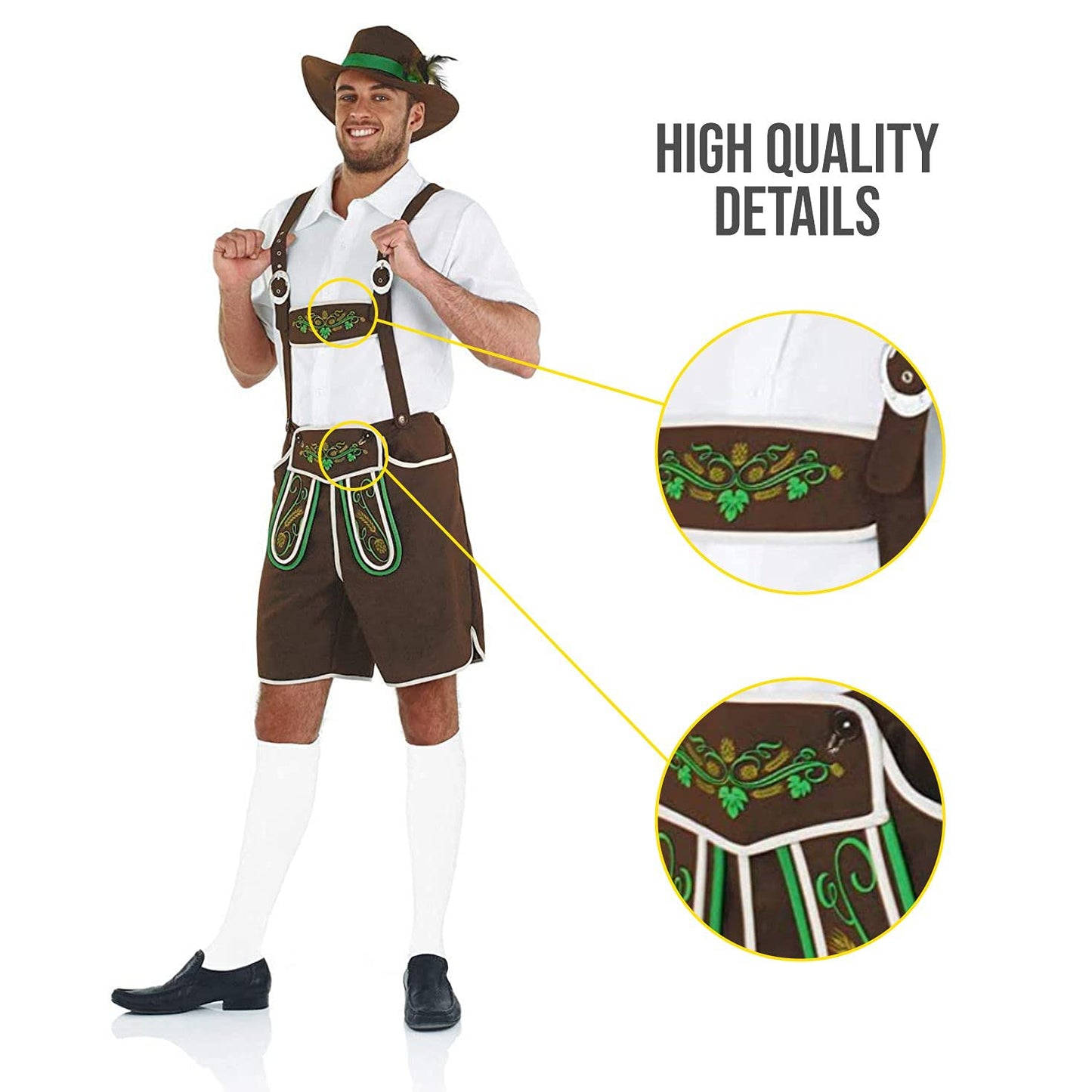 Fun Shack Lederhosen Men Costume, October Festival Costume For Men, Oktoberfest Costumes, Fancy Dress For Adults, Medium