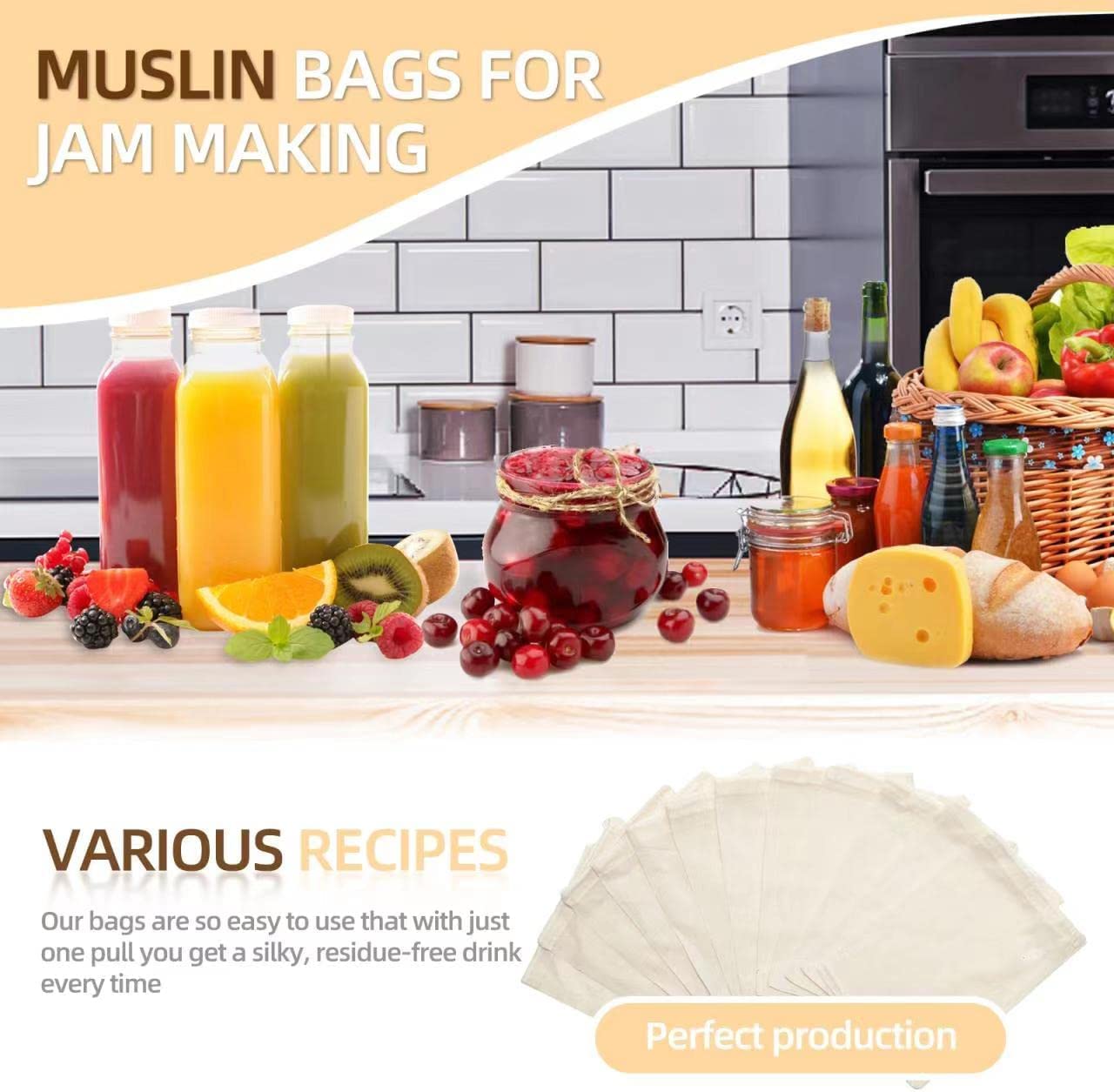 Irich 50 Pack Cotton Muslin Bags, Reusable Tea Bags with Drawstring, Small Cheesecloth Bags for Cooking, Soup, Tea Coffee Filter, Spice Storage (8 * 10cm)