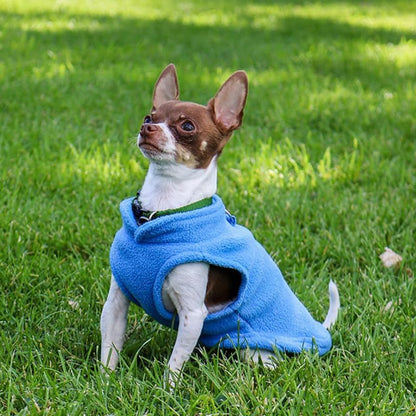 JACKO & CO - Fleece Vest Sweater with Leash Ring - Soft Lightweight Breathable for Puppies Small Medium Dogs, Kitten, Cats, Chihuahua - Warm for Fall/Autumn/Winter (Blue, XL (17-25lbs))