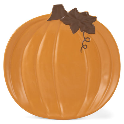 Nat & Jules Pumpkin Shaped 11 x 10.5 Inch Ceramic Large Serving Platter: Perfect for Thanksgiving, Halloween and Indoor Fall Table Décor & Centerpieces, Orange