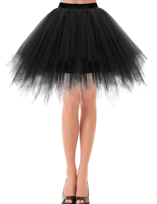 Bbonlinedress Black Tutus for Women Halloween Mini Skirt Costume Adult Tutu Skirts Puffy Party Tulle Skirt Black M