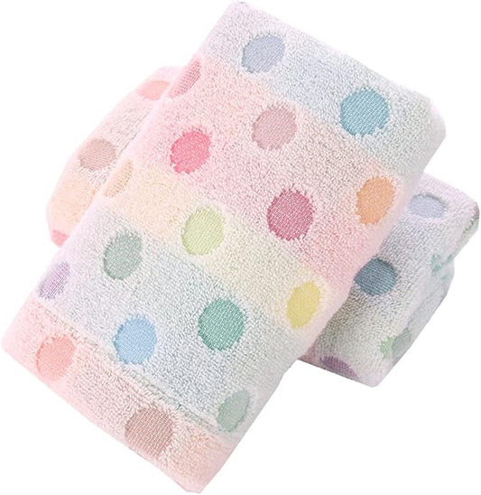 Pidada Hand Towels Set of 2 Colorful Polka Dot Pattern 100% Cotton Soft
