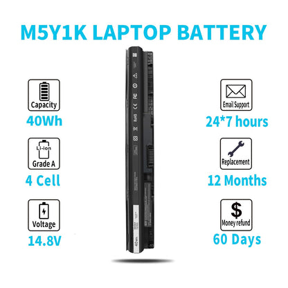 40Wh Type M5Y1K 14.8V Battery for Dell Inspiron 15 5000 3000 Series 5566 5555 5558 5559 5758 3567 3551 3552 3558 14 3451 3452 3458 5458 17 5755 5758 5759 GXVJ3 HD4J0 WKRJ2 VN3N0 P51F P47F P63F P64G