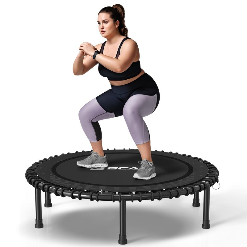 BCAN 450/550LBS Rebounder Trampoline for Adults, 40"/48" Foldable Mini Trampoline with Durable Bungees, Quiet & Stable Exercise Rebounder Trampoline for Indoor/Garden Workout- 40IN-Black