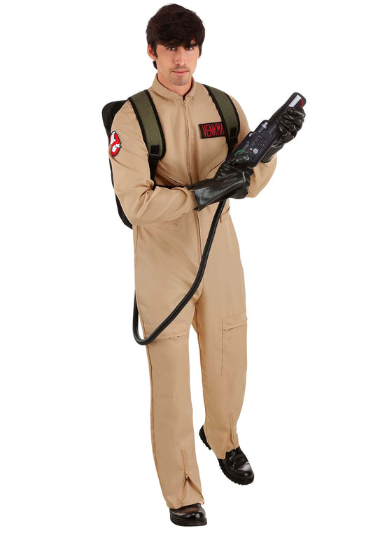 Deluxe Adult Ghostbusters Halloween Costume | Men's Ghostbusters Jumpsuit Uniform with Proton Pack & Classic Name Tags X-Large