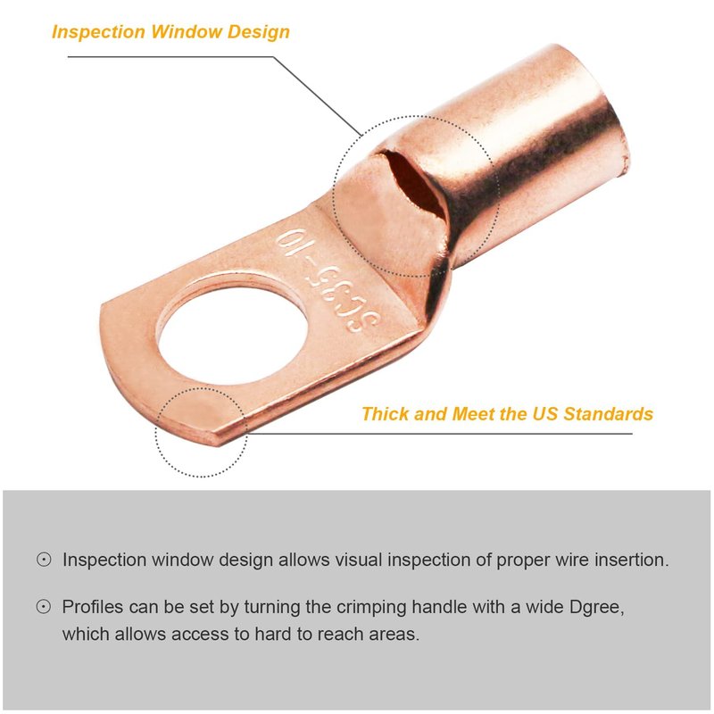 TKDMR 100Pcs Copper Wire Lugs AWG 6 8 10 12 with Heat Shrink Set, 50Pcs Battery Cable Lugs Battery Cable Ends Ring Terminals Connectors with 50Pcs Heat Shrink Tubing
